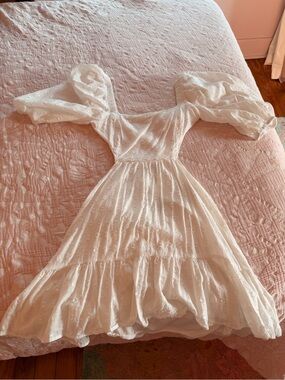 MINKPINK White Eyelet Puff-Sleeve Mini Dress
